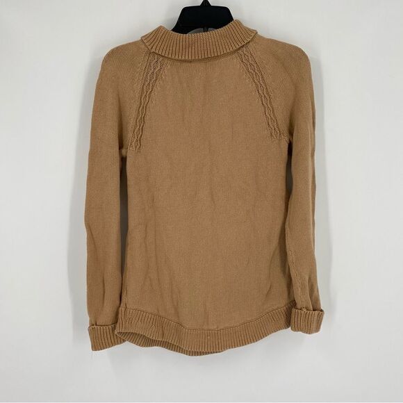 Talbots Women’s Mock Neck Tan Cable Knit Long Sleeve Knit Sweater size S - Picture 3 of 3